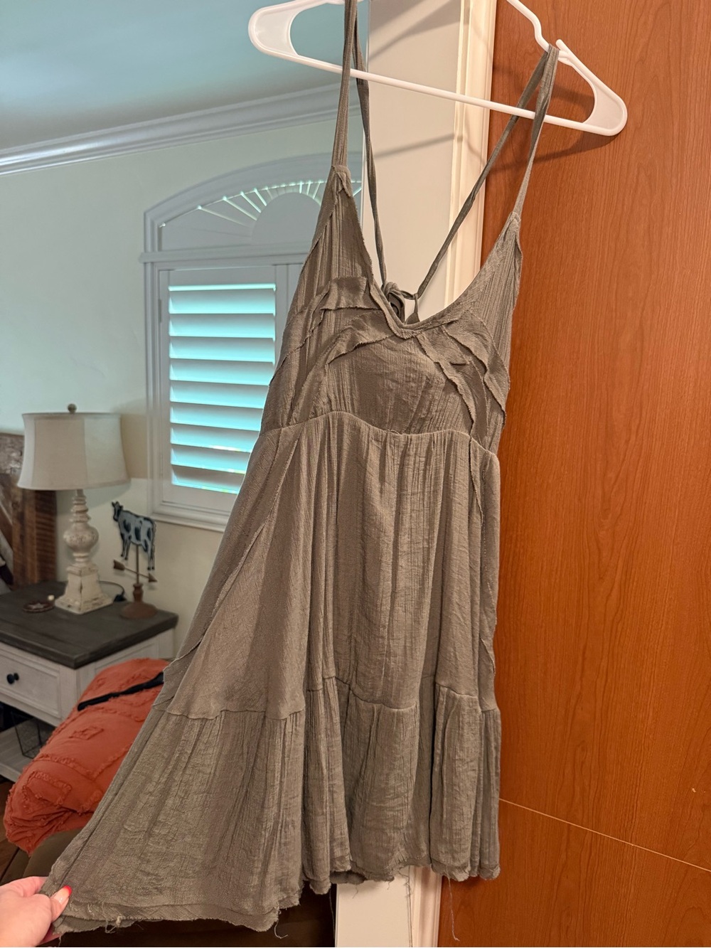 Wishlist Sage Green Tiered Spaghetti-Strap Mini Dress